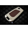 Car Flip Key cover case fob for Toyota Crysta BASE MODEL in Zinc alloy and leather Brown color