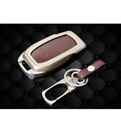 Car KEYLESS Key cover case fob for Toyota Crysta TOP MODEL in Zinc alloy and leather Brown  color