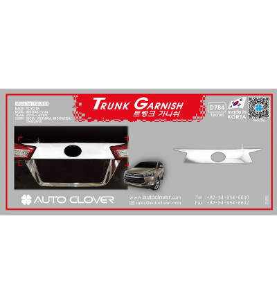 AUTO CLOVER Trunk Chorme Garnish for Toyota Crysta 2016-2021