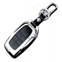 Car remote Key cover case fob for Toyota New Fortuner in Zinc alloy and leather Black color