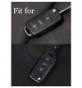 Car Flip Key Cover Case Fob for Polo,Vento,Passat,Jetta in Metal Checks Black color