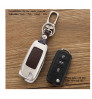 Flip Key cover case fob for BASE MODEL Volkswagen Polo in Zinc alloy Metal and leather Brown color